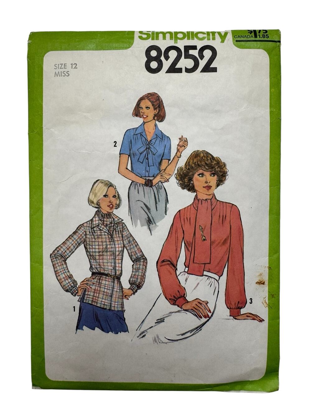 Vintage 1977 SIMPLICITY Blouse with Ascot Pattern Cut Size 12 Misses #8252